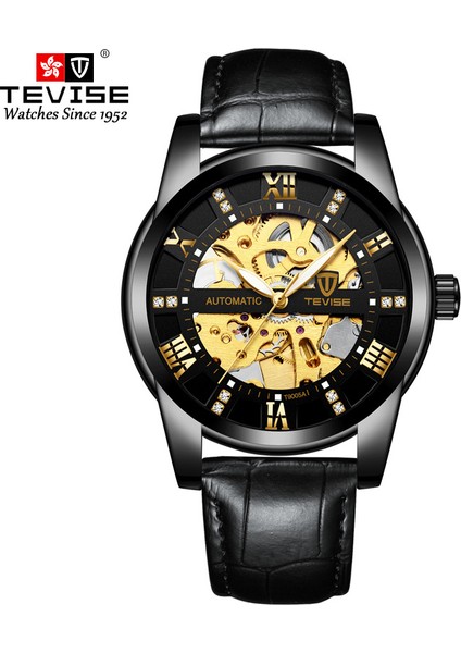 T9005A.10 Mekanik Saat Paslanmaz Çelik Altın Metral Bilezik Kayışı Orologio Meccanico Tourbillon Automatique Şeffaf Erkekler Otomatik Mekanik Saat (Yurt Dışından)