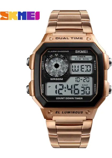 Stil 5 Skmei 1335 Relojes Skmei 1335 Erkek Klasik Elektronik Saatler Paslanmaz Çelik Kayış Dijital Saat (Yurt Dışından)