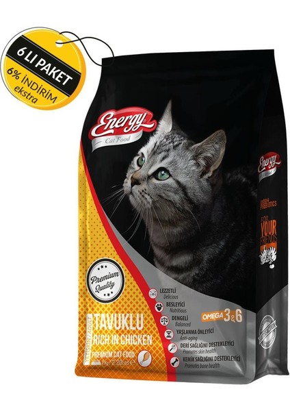 Cat Food Energy Tavuklu Yetişkin Kedi Maması 1 kg 6 Adet