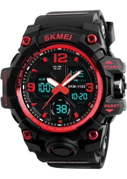 Siyah Skmei 1155B Atletik Saatler Sıcak Rahat Reçel Tangan Analog Dijital Saat Kamuflaj Yeşil Spor Erkekler Kol Saati Relogio (Yurt Dışından)