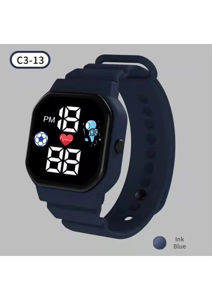 Mavi Koyu Yeşil Çocuk Elektronik Silikon Bant Fwristwatch Spor Erkek ve Kız Öğrenciler Için LED Dijital Saat (Yurt Dışından)
