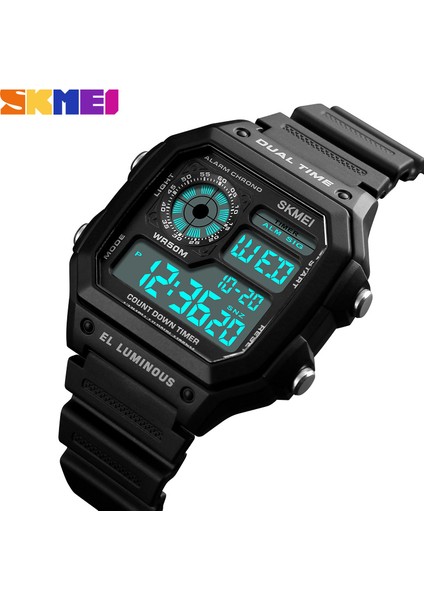 SKMC3320 Skmei 1335 Erkekler Dijital Spor Saatler Geri Sayım Su Geçirmez Izle Paslanmaz Çelik Erkek Saat (Yurt Dışından)