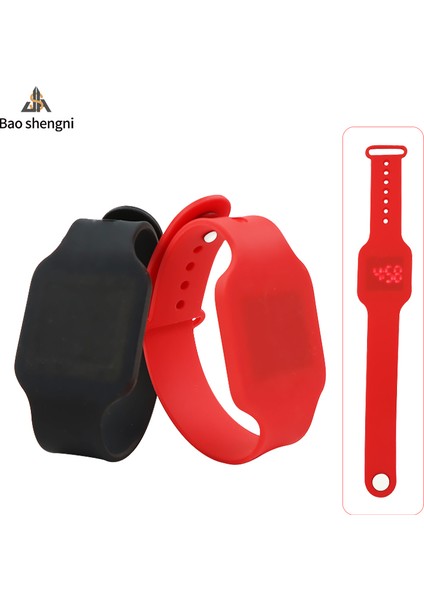 Siyah Moda Fonksiyonu Yüksek Kaliteli Yumuşak Silikon LED Çocuk Dijital Saat Tek Renk Bilezik Okul Erkek Kız Için LED Spor Çocuk Izle (Yurt Dışından)