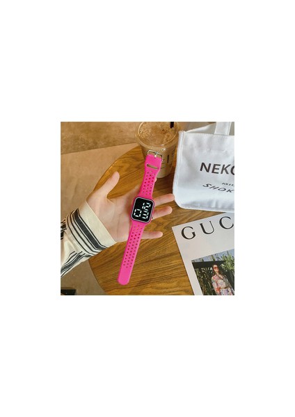 Gül Moda Macaron Renk Silikon Aydınlık Moda Dijital Saat Çok Fonksiyonlu Su Geçirmez Spor LED Öğrenci Izle (Yurt Dışından)
