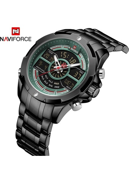 LXA8128 Naviforce NF9170 Çift Ekranlı Saat Kadranı Üreticisi Siyah Paslanmaz Çelik Erkek Modern Saat (Yurt Dışından) fiyatları