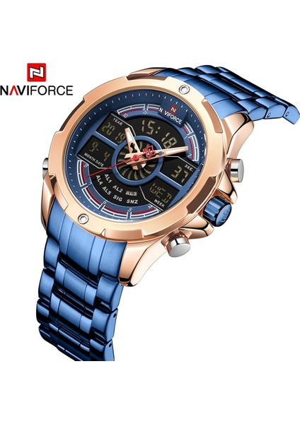 LXA8128 Naviforce NF9170 Çift Ekranlı Saat Kadranı Üreticisi Siyah Paslanmaz Çelik Erkek Modern Saat (Yurt Dışından) modelleri