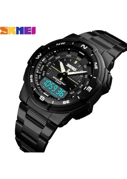 -Rose Gold Skmei 1370 Erkekler Dijital Saat Paslanmaz Çelik 5ATM Su Geçirmez Özel Logo Erkek Bilek Spor Saatleri (Yurt Dışından)