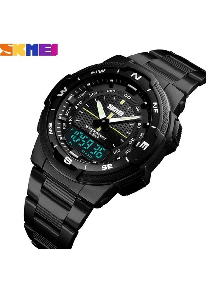 -Rose Gold Skmei 1370 Erkekler Dijital Saat Paslanmaz Çelik 5ATM Su Geçirmez Özel Logo Erkek Bilek Spor Saatleri (Yurt Dışından)