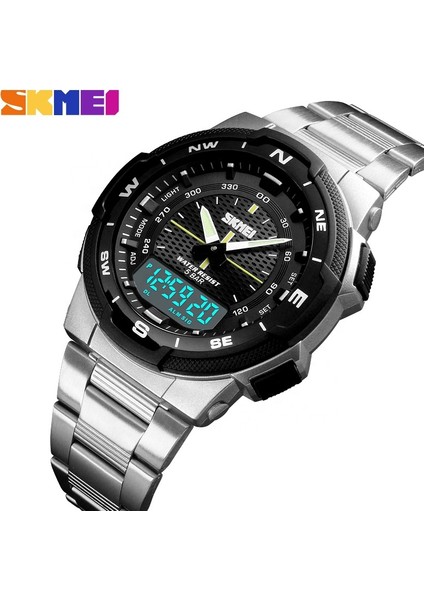 -Rose Gold Skmei 1370 Erkekler Dijital Saat Paslanmaz Çelik 5ATM Su Geçirmez Özel Logo Erkek Bilek Spor Saatleri (Yurt Dışından)