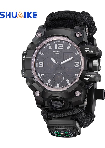 Siyah 8273 Son Montre De Survivre Montre Militaire Dijital Çoklu Sıcaklık Higrometre Pusula Izle Erkekler Için (Yurt Dışından)