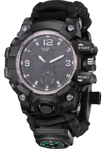 Siyah 8273 Son Montre De Survivre Montre Militaire Dijital Çoklu Sıcaklık Higrometre Pusula Izle Erkekler Için (Yurt Dışından)