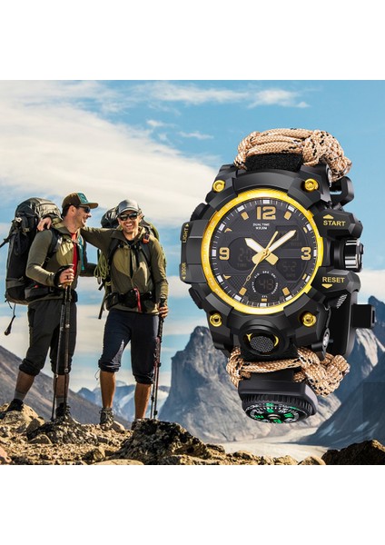 Siyah 8273 Son Montre De Survivre Montre Militaire Dijital Çoklu Sıcaklık Higrometre Pusula Izle Erkekler Için (Yurt Dışından)