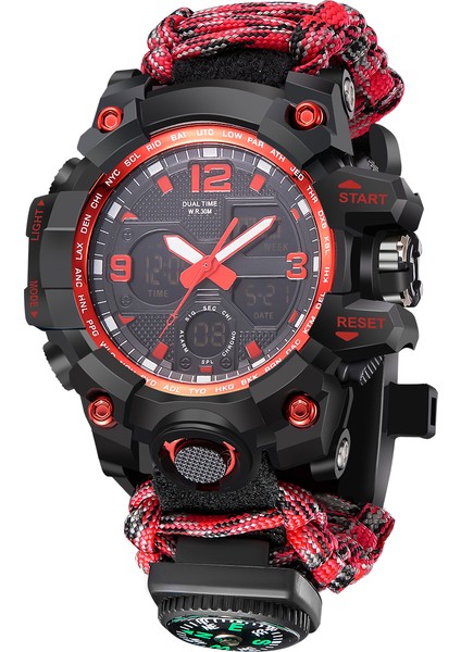 Siyah 8273 Son Montre De Survivre Montre Militaire Dijital Çoklu Sıcaklık Higrometre Pusula Izle Erkekler Için (Yurt Dışından)