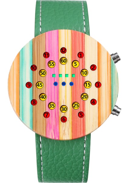 Renkli Bambu D8197 Sıcak Satış Küçük Toplu Özelleştirilmiş LED Çift Ekran Elektronik Ahşap Dijital Saat Erkekler ve Kadınlar Için (Yurt Dışından)