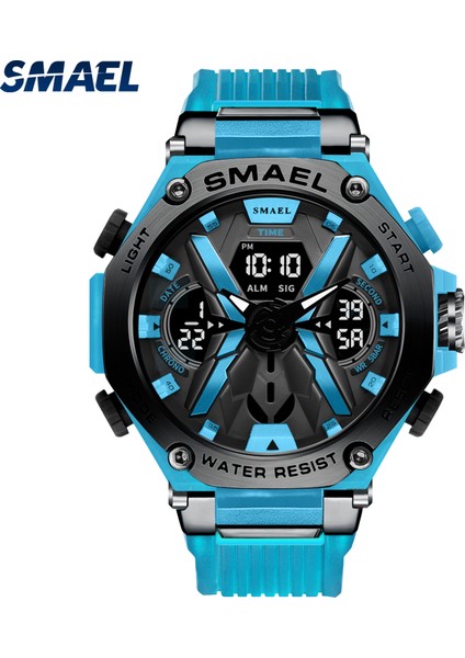 Açık Mavi Smael 8087 LED Dijital Şok Erkekler Analog Kuvars Elektronik Bilek Izle Masculino G Stil Su Geçirmez Plastik Spor Saatler (Yurt Dışından)