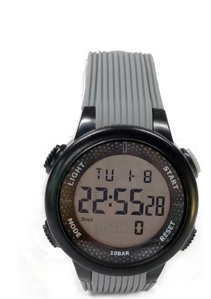 Gri Spor Izle Erkek Kronograf Dijital Otomatik Tarih LED Ekran Komple Takvim Spor Kronometre LED Izle Kauçuk Bilek Saati (Yurt Dışından) modelleri