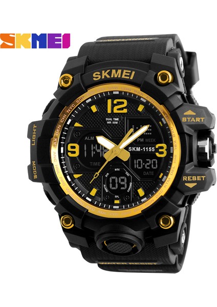 Altın Dijital Saat Oem Özel Etiket Skmei 1155B Analog Dijital Stil Saatler Spor Su Geçirmez Dijital Saat Erkekler Için (Yurt Dışından)