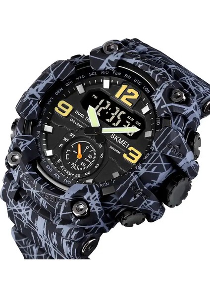 SKMG2322 Spor Izle Erkek Saat Skmei 1637SPORT Analog Dijital Kol Saati Japonya Hareketi 5ATM Su Geçirmez Ithalat Saatler Skmei 1637 (Yurt Dışından)