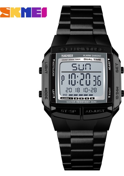SKMD3918 Spor Izle LED Saat Skmei 1381 Erkek Paslanmaz Çelik Spor Saatler Elektronik Lüks Su Geçirmez Dijital Saat Relogio Masculino (Yurt Dışından)