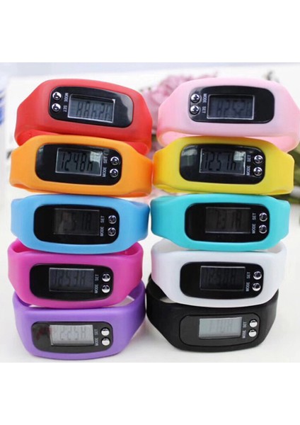 Siyah Tpe 2022 Yeni Moda LED Sıvı Kristal Plastik Izle Vaka Silikon Watch Band Adım Hareketi Kalori Pedometre Dijital Saat (Yurt Dışından)