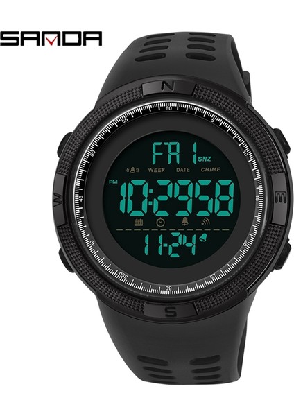 SDB5722 Sanda 2003 Erkekler Dijital Saat Yüksek Kalite 5ATM Su Geçirmez Reçine Kayış Kron Izle Dijital Kronometre (Yurt Dışından)