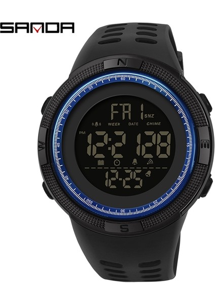 SDB5722 Sanda 2003 Erkekler Dijital Saat Yüksek Kalite 5ATM Su Geçirmez Reçine Kayış Kron Izle Dijital Kronometre (Yurt Dışından)