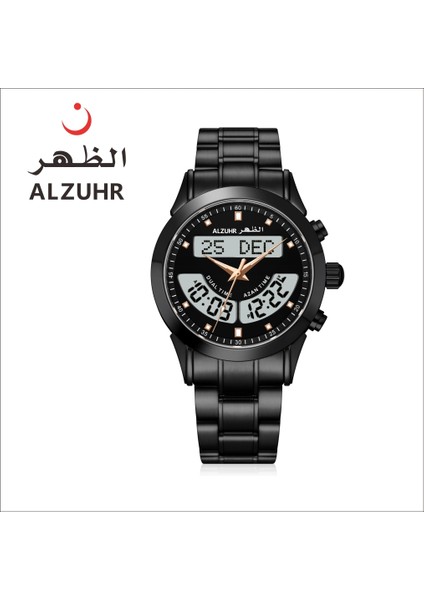 Altın Lüks Al Fajr Süper Deluxe Erkek Saat Ekranı Ikili Zaman Analog-Dijital Ezan Hatırlatma Islami Sabah Saati Alzuhr 602 (Yurt Dışından) fırsatları