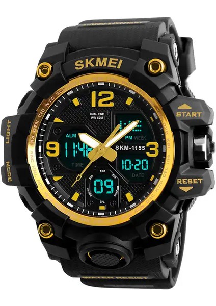 SKMB983004 Spor Saat Atletik Saatler Sıcak Skmei 1155B Analog Dijital Saat Pu Deri Kamuflaj Yeşil 2 Zaman Chrono Spor Erkek Kol Saati (Yurt Dışından)