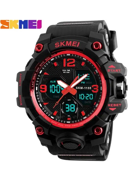 SKMB983004 Spor Saat Atletik Saatler Sıcak Skmei 1155B Analog Dijital Saat Pu Deri Kamuflaj Yeşil 2 Zaman Chrono Spor Erkek Kol Saati (Yurt Dışından)