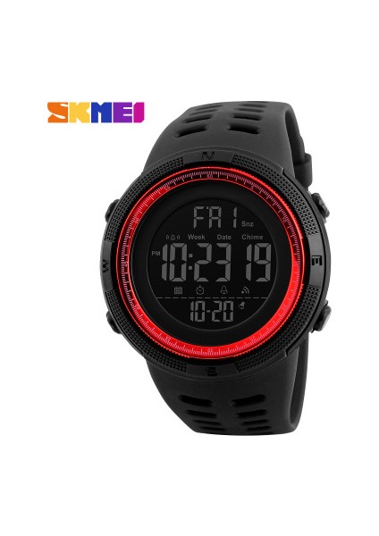 Erkekler-Siyah Kırmızı Skmei 1251 Moda Açık Spor Izle Çok Fonksiyonlu Saatler Bilek Hediyelik Saat Erkekler Için Kol Saatleri LED Dijital Saat Montre (Yurt Dışından)
