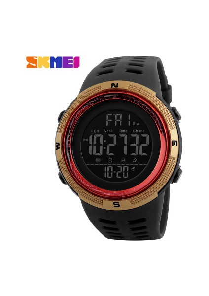 Erkekler-Siyah Kırmızı Skmei 1251 Moda Açık Spor Izle Çok Fonksiyonlu Saatler Bilek Hediyelik Saat Erkekler Için Kol Saatleri LED Dijital Saat Montre (Yurt Dışından)