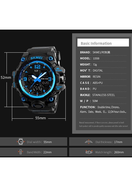 Sarı Dijital Saat Oem Özel Etiket Skmei 1155B Analog Dijital Stil Saatler Spor Su Geçirmez Dijital Saat Erkekler Için (Yurt Dışından)