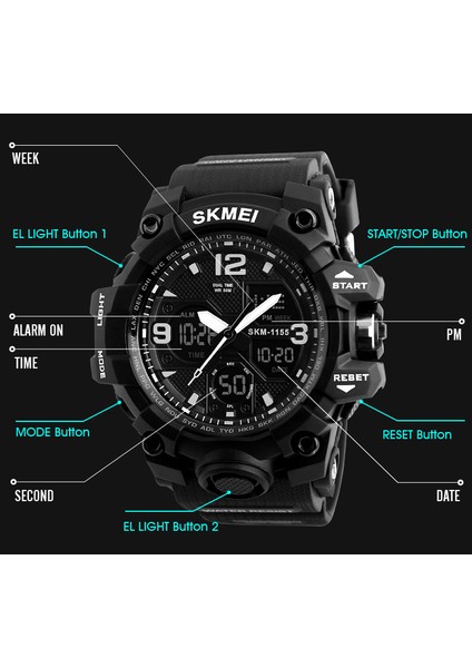 Sarı Dijital Saat Oem Özel Etiket Skmei 1155B Analog Dijital Stil Saatler Spor Su Geçirmez Dijital Saat Erkekler Için (Yurt Dışından)