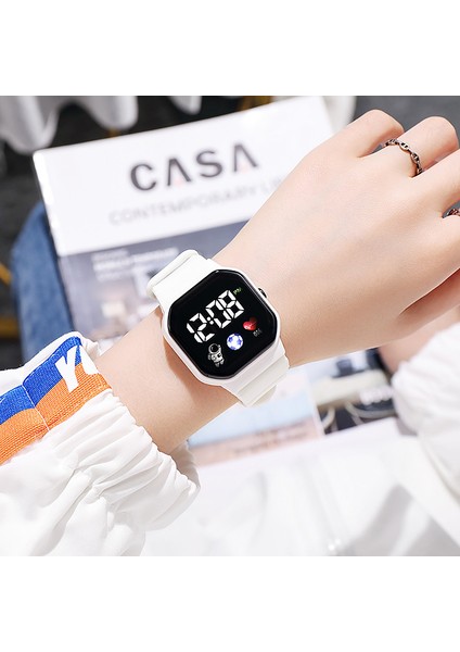 Beyaz LED Dijital Saatler LED Elektronik Saat Gökkuşağı Kare Su Geçirmez Dijital Moda Spor Öğrenci Izle Silikon Aydınlatma Spor Çocuk LED Izle (Yurt Dışından)