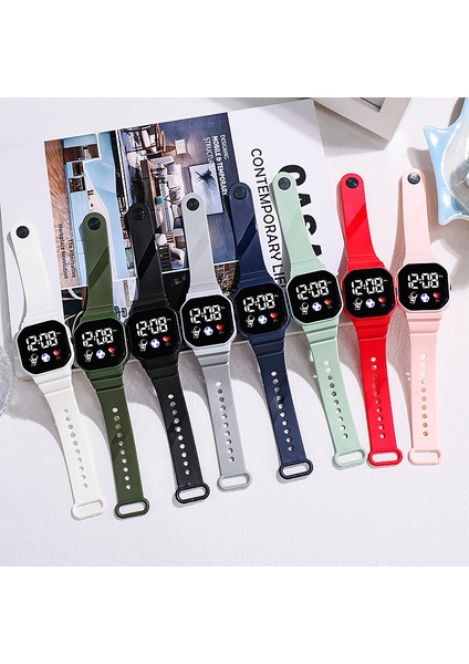 Beyaz LED Dijital Saatler LED Elektronik Saat Gökkuşağı Kare Su Geçirmez Dijital Moda Spor Öğrenci Izle Silikon Aydınlatma Spor Çocuk LED Izle (Yurt Dışından)