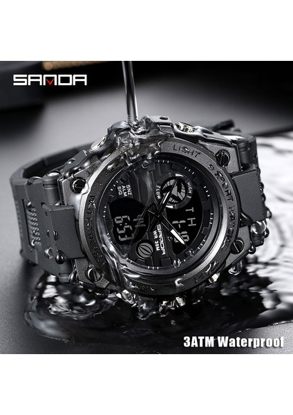 SDA8303 Dijital Saat Sanda 739 Relogio Erkekler LED Bilek Saatleri Çift Zamanlı Analog Bilek Izle Özel Aydınlık Spor Dijital Şok Izle (Yurt Dışından)