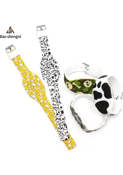 Stil 2 Moda Renkli Baskı Özelleştirilmiş Silikon Izle LED Dijital Ekran Kırmızı Işık Moda Karikatür Izle (Yurt Dışından) modelleri