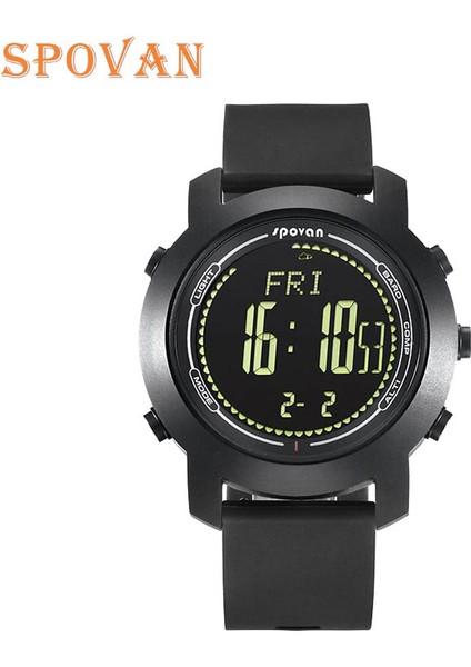 Siyah Dijital Saat Açık Spor Barometre Altimetre Pusula Termometre Su Geçirmez Dijital Saat (Yurt Dışından)