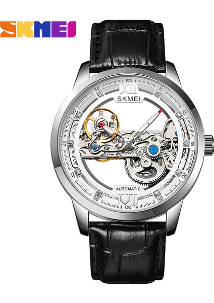 M031.03 Skmei M031 Antika Kişiselleştirilmiş Erkek Mekanik Saat Temizle Şeffaf Lüks Otomatik Vintage Iş Reloj Izle (Yurt Dışından)