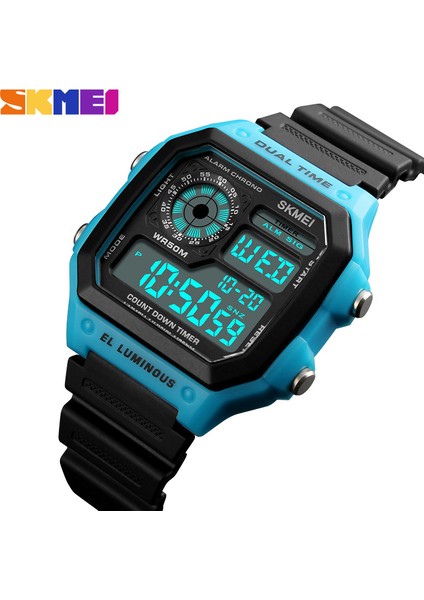 Siyah Dijital Saat Skmei 1299 Sıcak Satış Su Geçirmez Spor Chrono Izle Su Geçirmez Çok Fonksiyonlu Moda Açık Spor Dijital Saat (Yurt Dışından) indirimleri