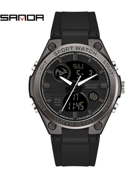 SDD2401 Sanda 6067 Alarmlı 5ATM Su Geçirmez Saatler Dijital Analog Erkek Bayan Spor Saat (Yurt Dışından)