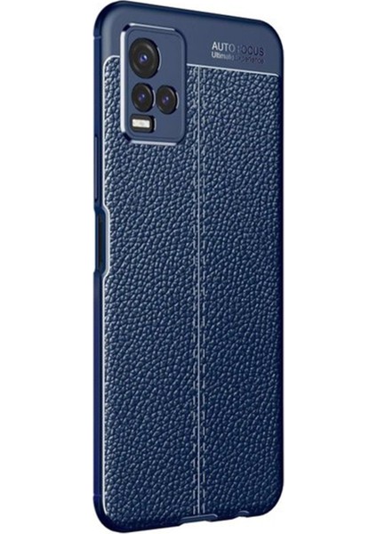 Vivo Y21S Kılıf Focus Derili Silikon - Lacivert 300099