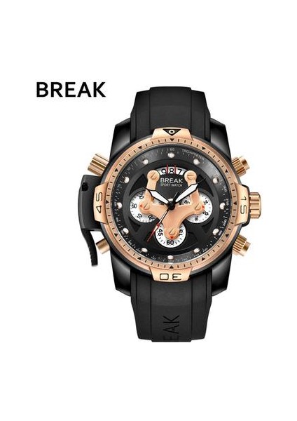 BR010120 Break 5601 Sıcak Satış Erkekler Kuvars Lüks Yüksek Kaliteli Pointer Silikon Kayış Kahverengi Erkek Izle (Yurt Dışından)