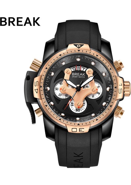 BR010120 Break 5601 Sıcak Satış Erkekler Kuvars Lüks Yüksek Kaliteli Pointer Silikon Kayış Kahverengi Erkek Izle (Yurt Dışından) fiyatları