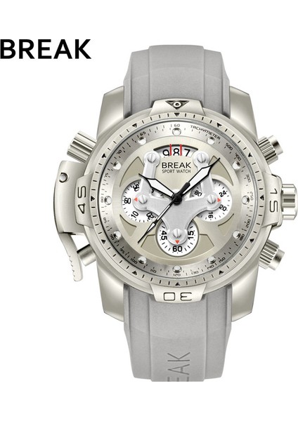 BR010120 Break 5601 Sıcak Satış Erkekler Kuvars Lüks Yüksek Kaliteli Pointer Silikon Kayış Kahverengi Erkek Izle (Yurt Dışından) modelleri