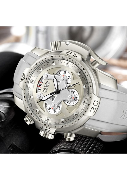 BR010120 Break 5601 Sıcak Satış Erkekler Kuvars Lüks Yüksek Kaliteli Pointer Silikon Kayış Kahverengi Erkek Izle (Yurt Dışından) fırsatları