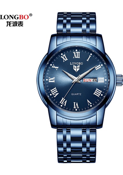 83055-5 Longbo 83055 Longbo 83055 Büyük Kadran Beyefendi Kuvars Saatler Takvim Çelik Orijinal Erkek Saat Su Geçirmez (Yurt Dışından)