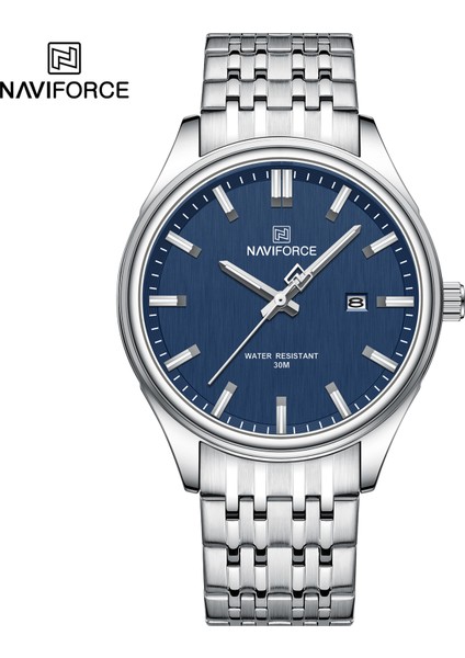 Erkekler-Gümüş Mavi Naviforce 8039 Orijinal Izle Erkekler Için Paslanmaz Çelik Su Geçirmez Kuvars Saatler Çift Bilezik Hediye Kadınlar Lüks Takı (Yurt Dışından)