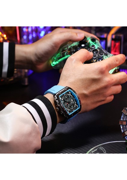 Turuncu 2023 Curren Saatler 8442 Yeni Erkek Kuvars Izle 3ATM Su Geçirmez Saatler Takvim Kare Tasarımlı Limunous Eller Quartz Mov't (Yurt Dışından)
