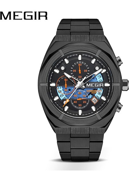 MS2225G-BK-1 Megir 2225 Chronograph Quartz Saat Erkek Kol Saati Saat Relogio Masculino Erkekler Spor Saatler (Yurt Dışından)